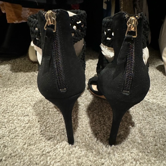 Sandro agate braided leather suede stiletto heels - Picture 2 of 9